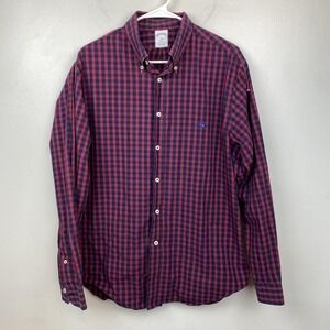 Brooks Brothers Shirt Mens Large Red Blue Plaid Regent 1818 Button Down Cotton